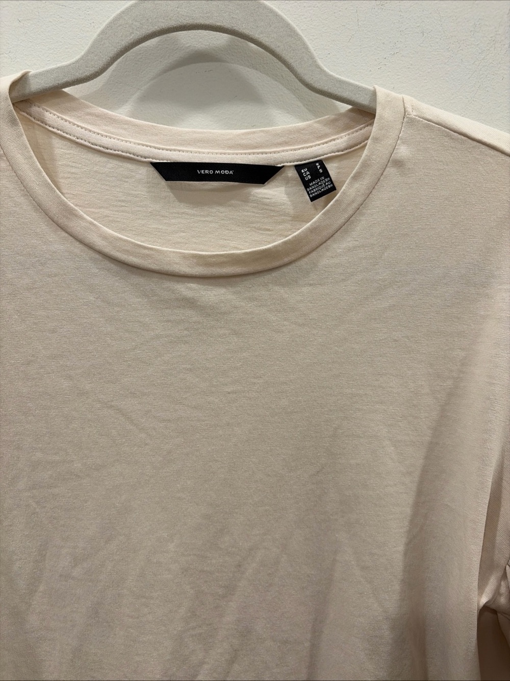 Vero Modo Cream Minimalist Puffer Sleeve organic cotton blend Sm Top Chic core - Picture 3 of 9